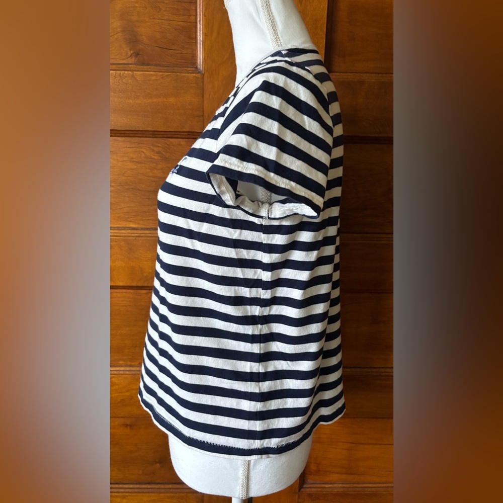 Madewell Navy and White Striped Tee with Lavender - Picture 3 of 7